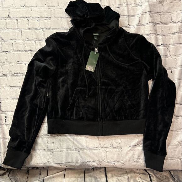 Wild Fable Black Velour Zip-Up Hoodie Women’s S NWT - Picture 4 of 6